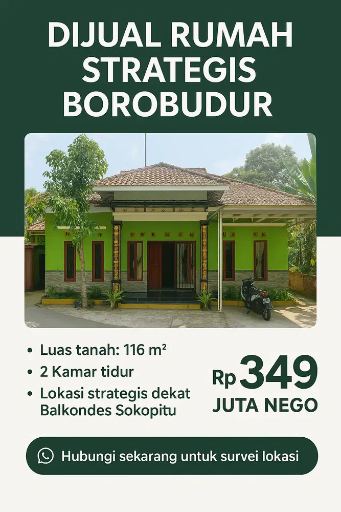 RUMAH MURAH SIAP HUNI DEKAT CANDI BOROBUDUR MAGELANG