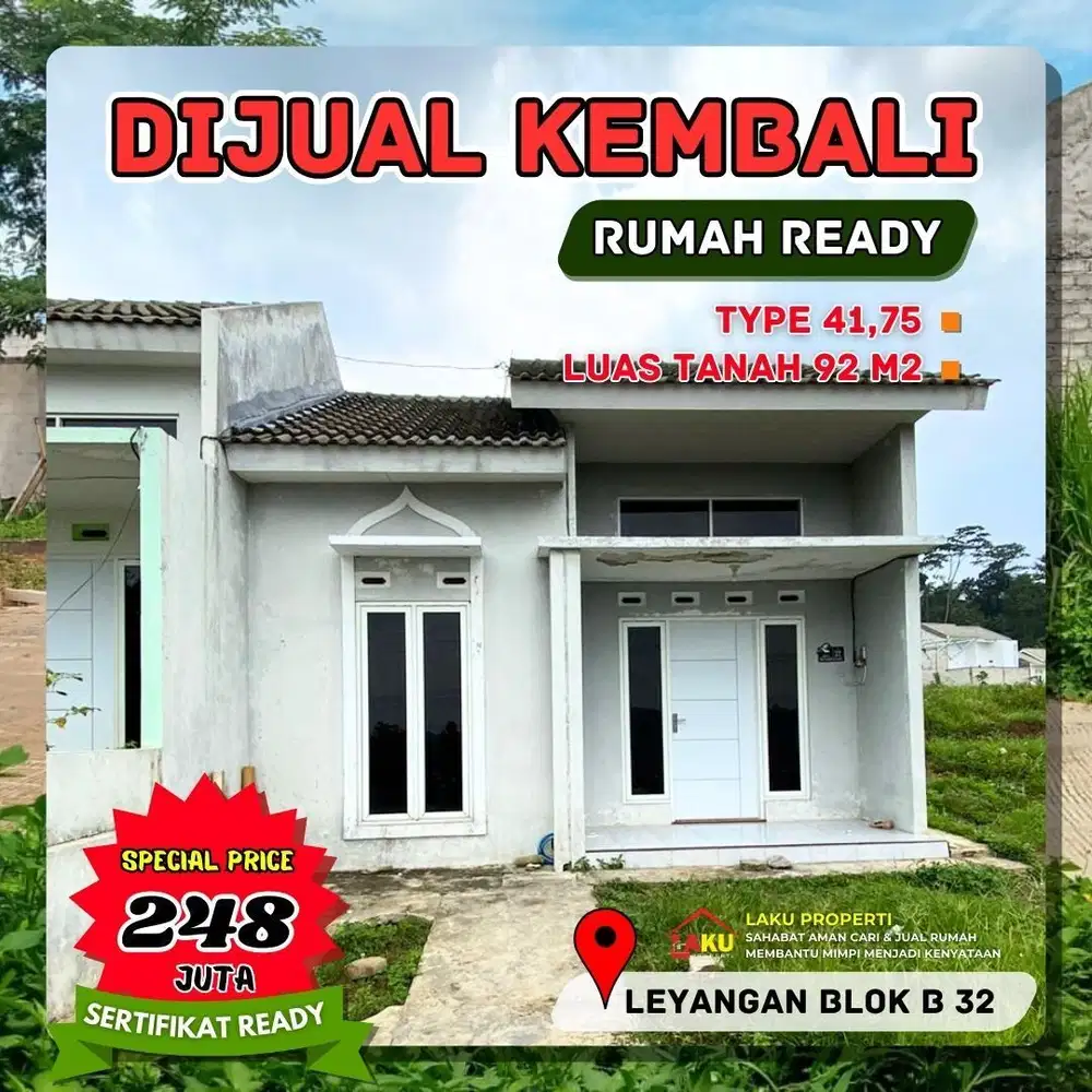 DIJUAL KEMBALI RUMAH READY Di Griya Sakinah Leyangan blok B 32