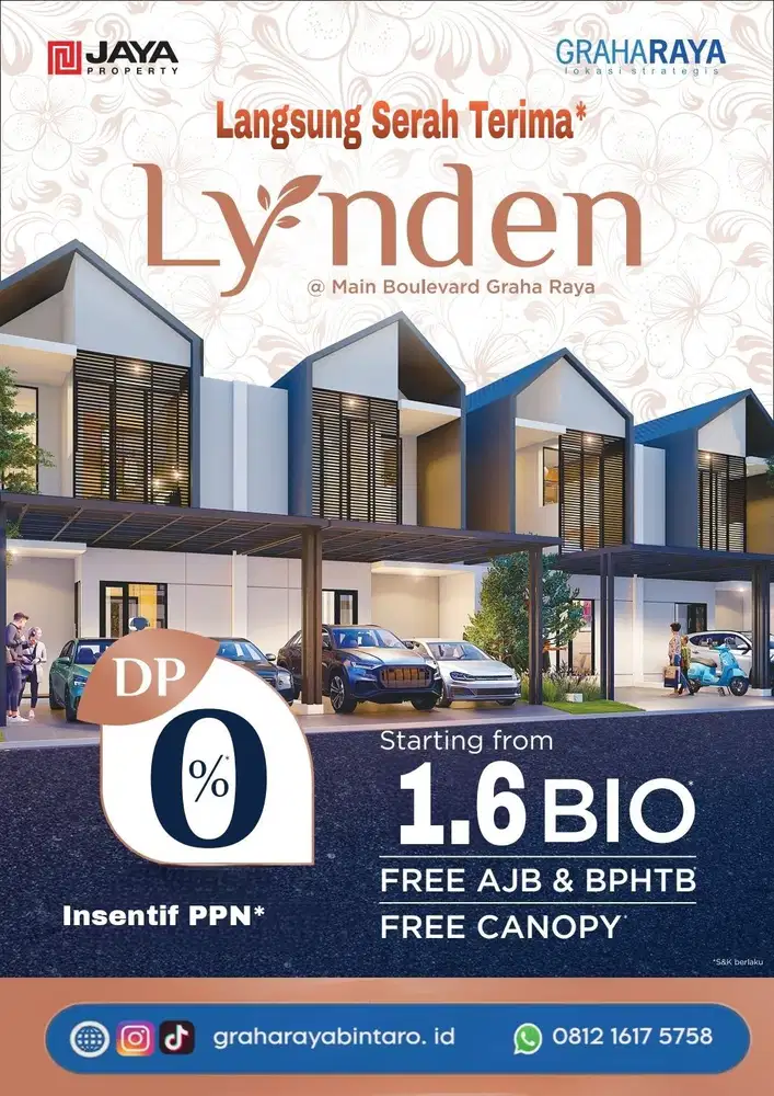 TIPE LYNDEN RUMAH 2 LANTAI DP 0% CLUSTER HYRA GRAHA RAYA