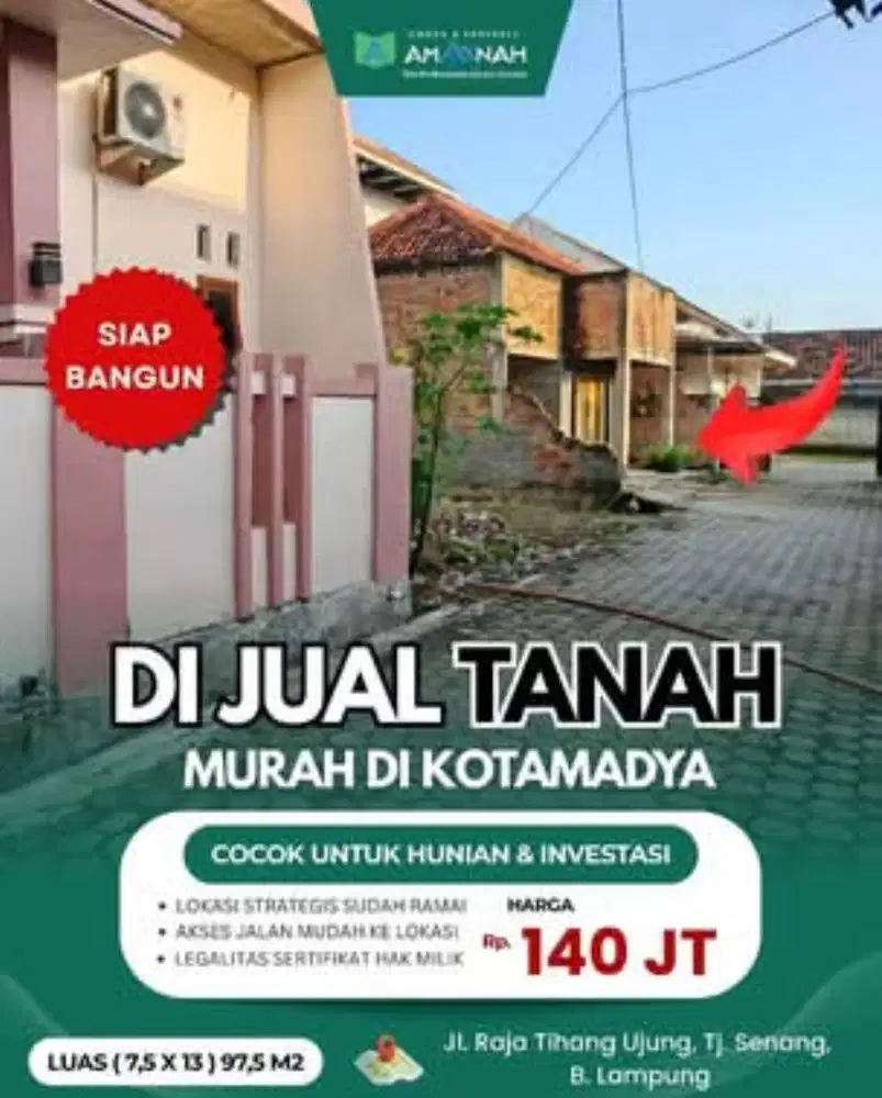 TANAH MURAH SIAP BANGUN TJ SENANG BANDAR LAMPUNG