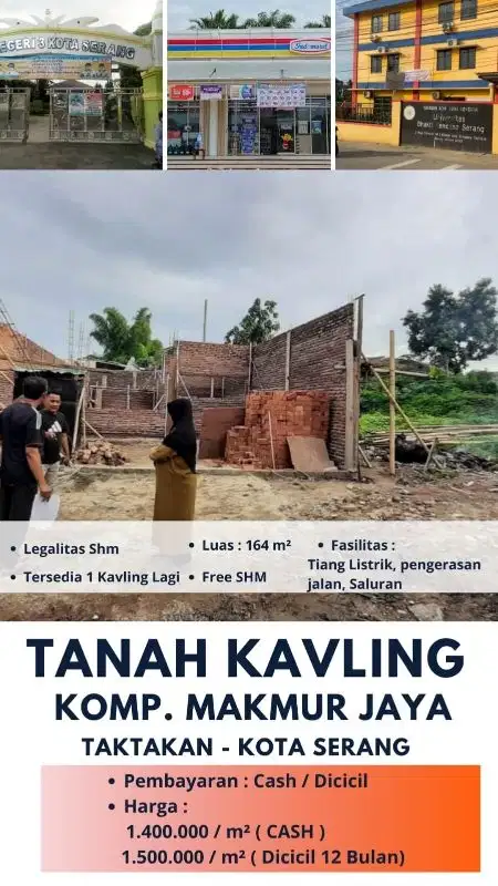 Strategis! tanah kavling depan SMAN 3 kota Serang
