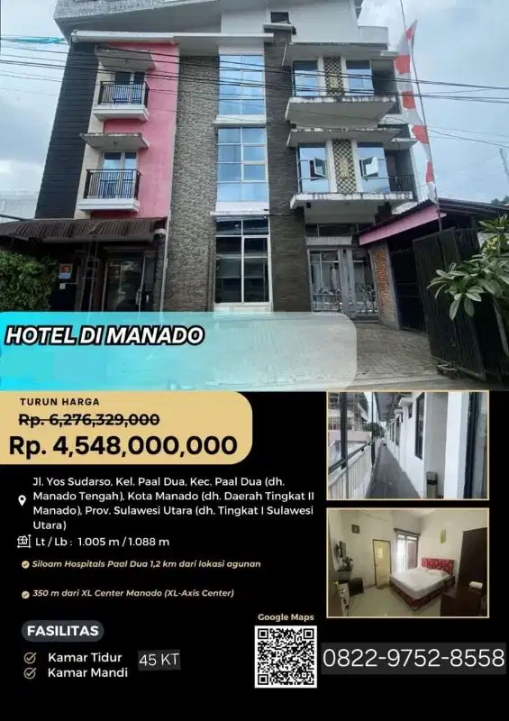 jual murah hotel 45 kamar