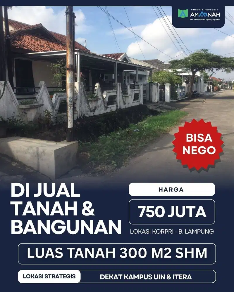 TANAH PLUS BANGUNAN DI PERUM KORPRI DIJUAL MURAH