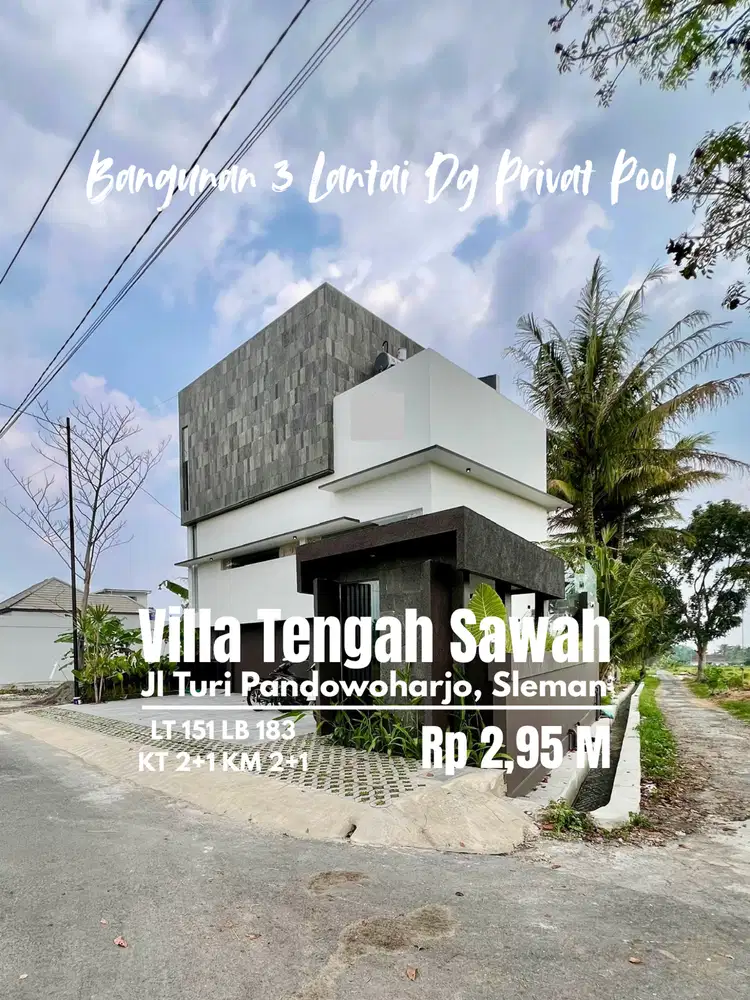 jual villa 3 lantai dengan kolam renang