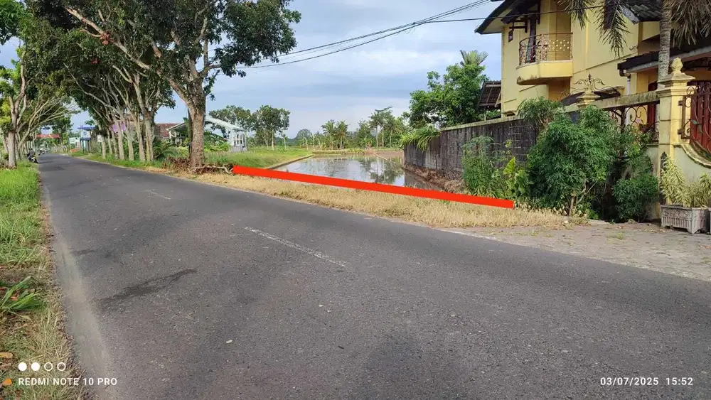 Tanah Sawah Murah Tepi Jalan raya Kebon Agung di Sleman Yogyakarta