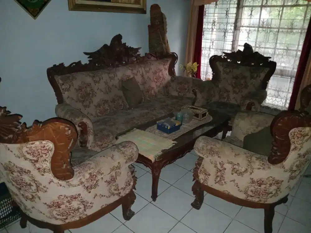 Dijual full set sofa ukiran jati