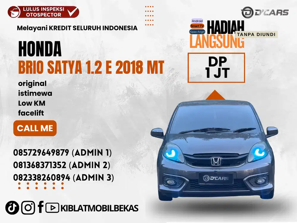 HONDA BRIO 1.2 SATYA E 2018 MANUAL FACELIFT  LOW KM ISTIMEWA