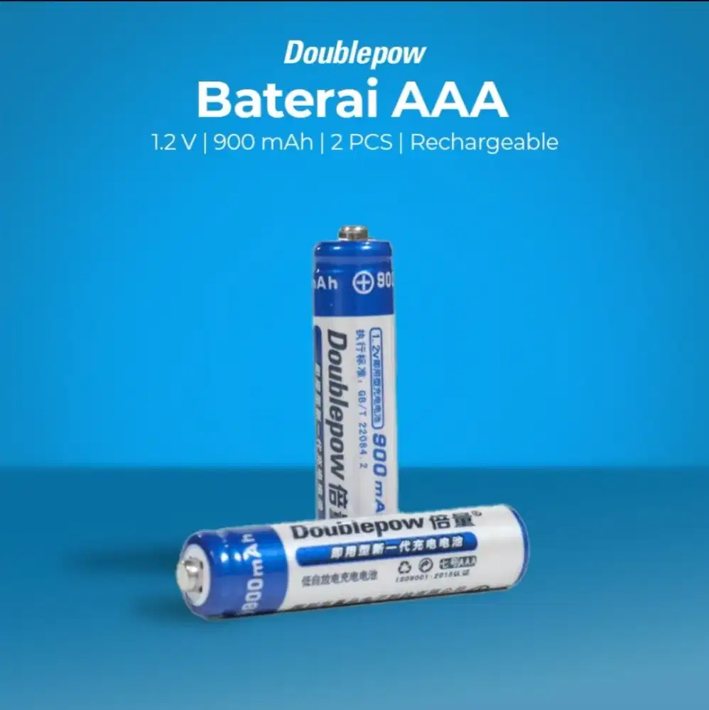 Doublepow Baterai Rechargeable AAA Ni-MH 1.2V 900mAh – Isi 2 PCS