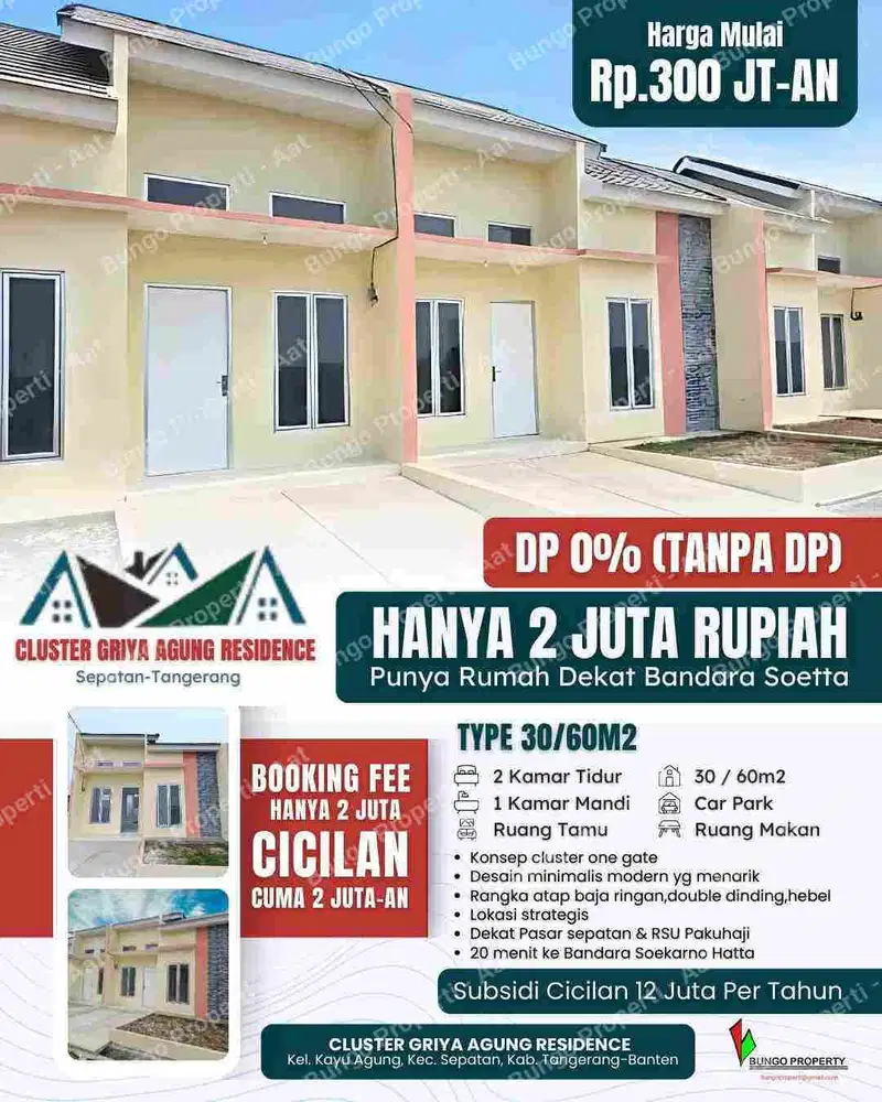 Rumah bayar 2 juta huni dekat bandara soetta griya agung residence