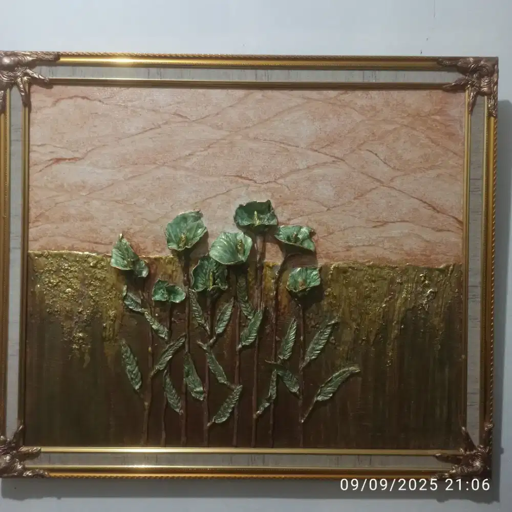 Lukisan Bunga lily timbul mewah