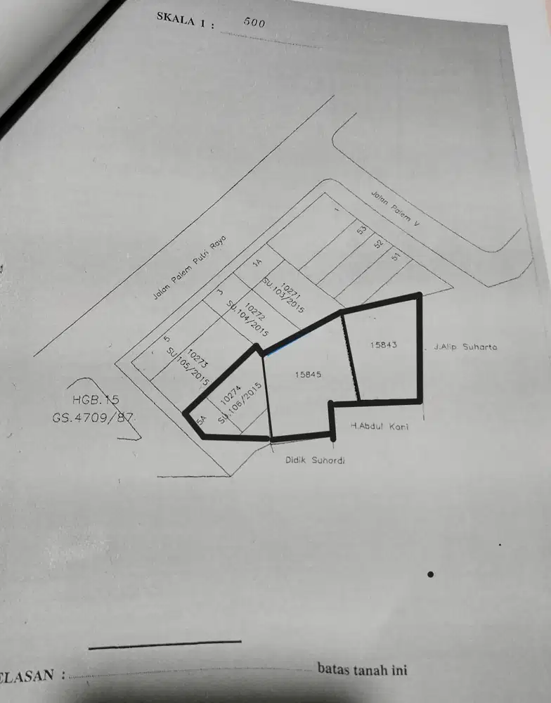 Dijual Tanah Kosong BU 682 Meter  di Perumahan Palem Semi