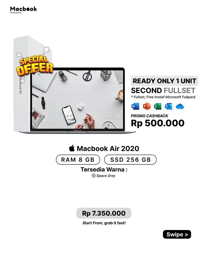 Fullset Macbook Air 2020 i3 RAM 8/256GB