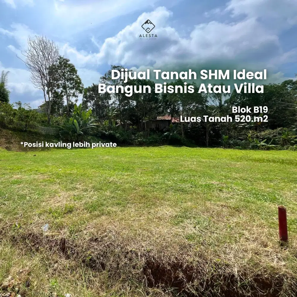 JUAL TANAH DATAR LUAS 520m2 SHM