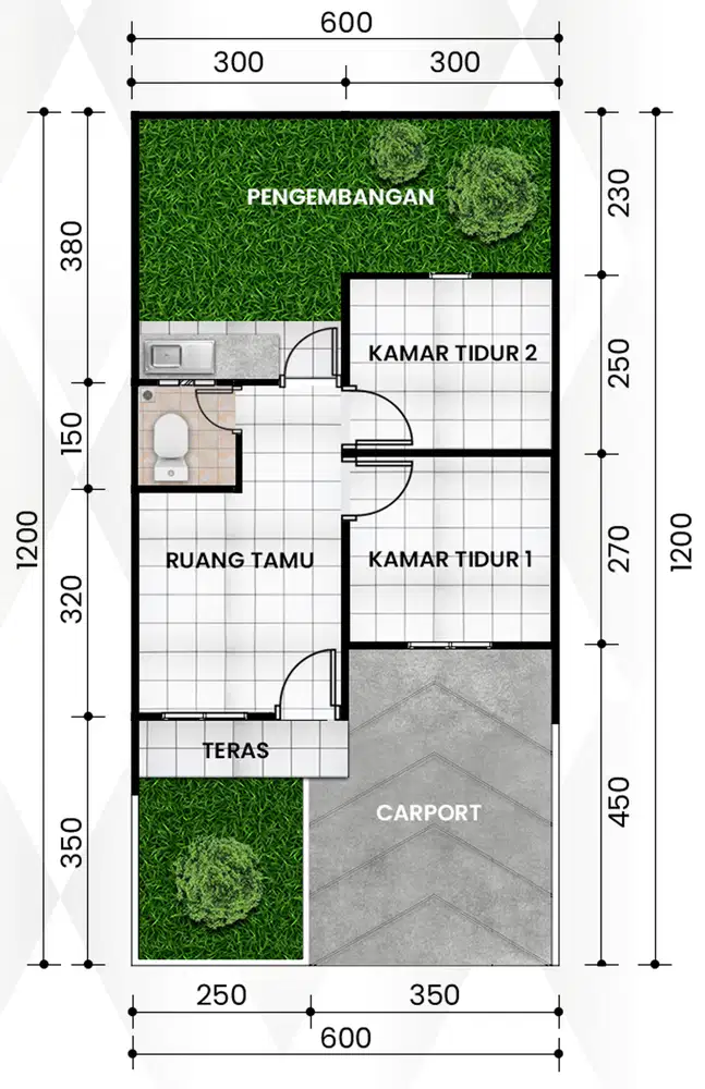 Rumah Komersil Type Palem 36/72 di Banjaran, Bandung