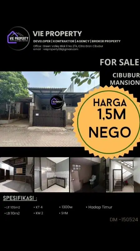 Di Jual rumah bagus sdh renovasi, siap huni di Cibubur mansion 110m2
