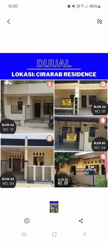 Jual Cepat Murah Rumah Cirarab Residence Legok