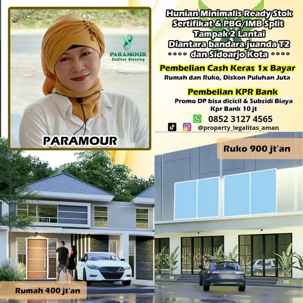 Perumahan NOL JALAN antara Juanda Sidoarjo Kota 400 jutaan sudah split