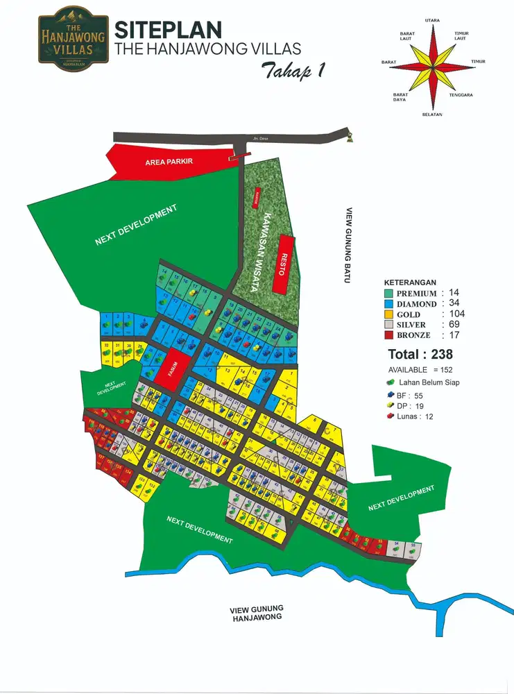 Tanah Vila SHM Puncak 2 Bogor Akses Mobil View Gunung, Sawah & Sunngai