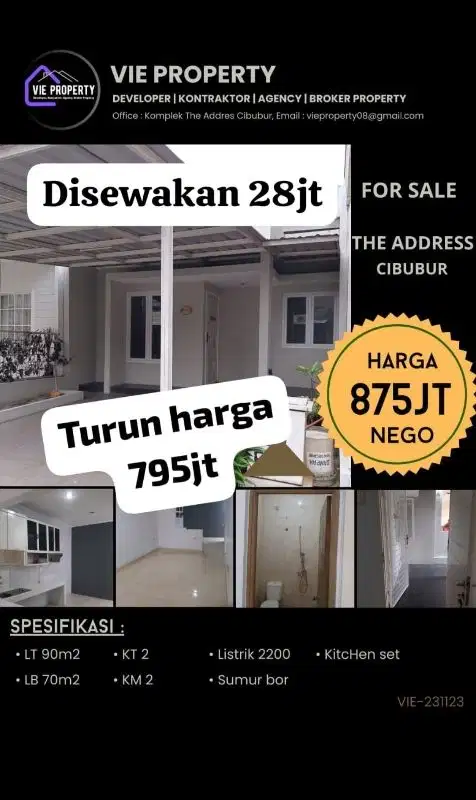 Di Jual cepat Rumah The Adress cibubur