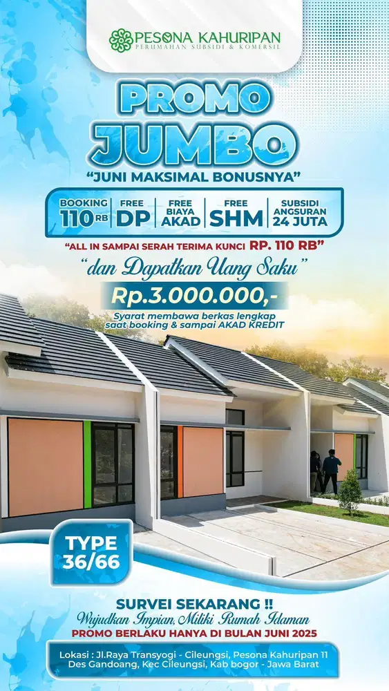 Rumah Nempel Jalan Raya Transyogi Cileungsi kab Bogor