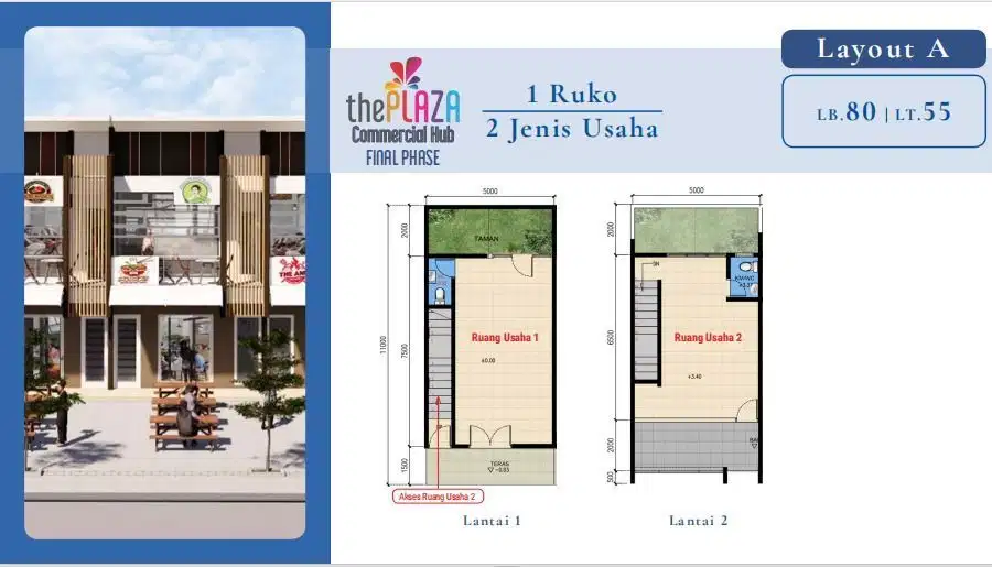 Ruko 2 lantai yang nyaman dan ramai
