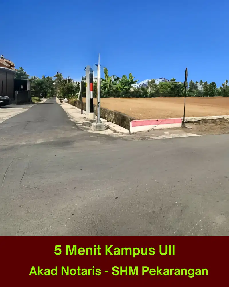 5 Menit Kampus UII, Tanah Jogja Utara View Merapi dan Sawah, 2 Jutaan