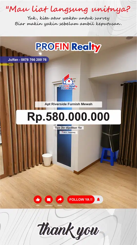 Dijual Apartemen Tokyo Riverside PIK 2 – Tower Dotonbori, 2BR Jadi 1BR