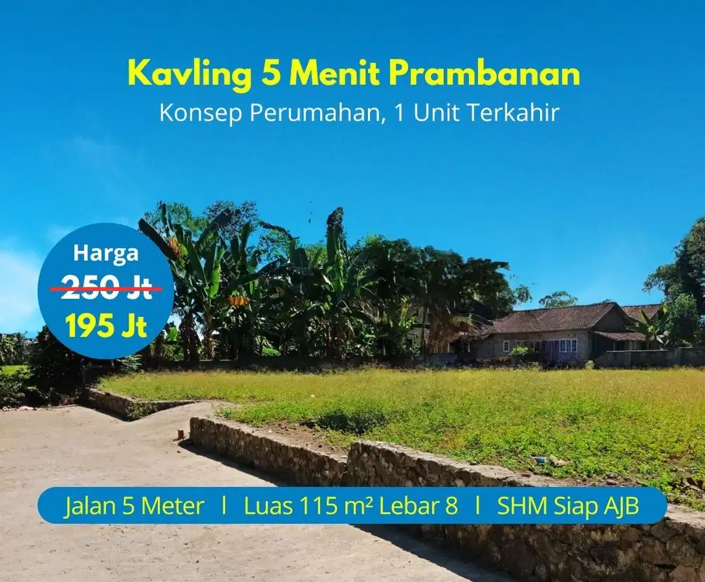 Tanah Lokasi Strategis Utara Candi Prambanan Ideal Hunian