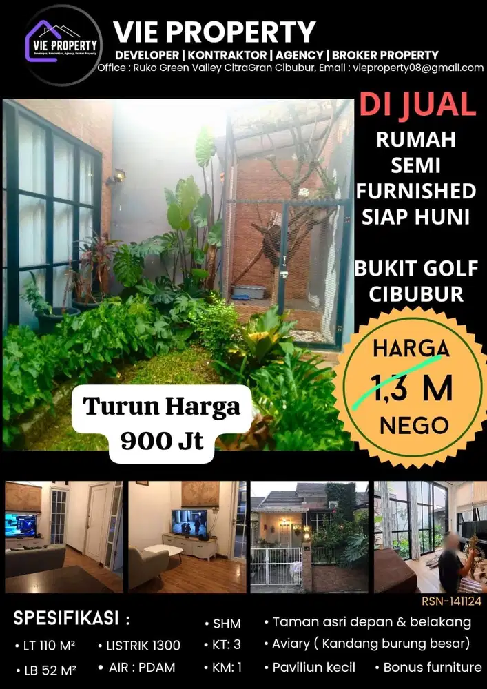 Murah Rumah di Bukitgolf Cibubur LT 110 Furnished