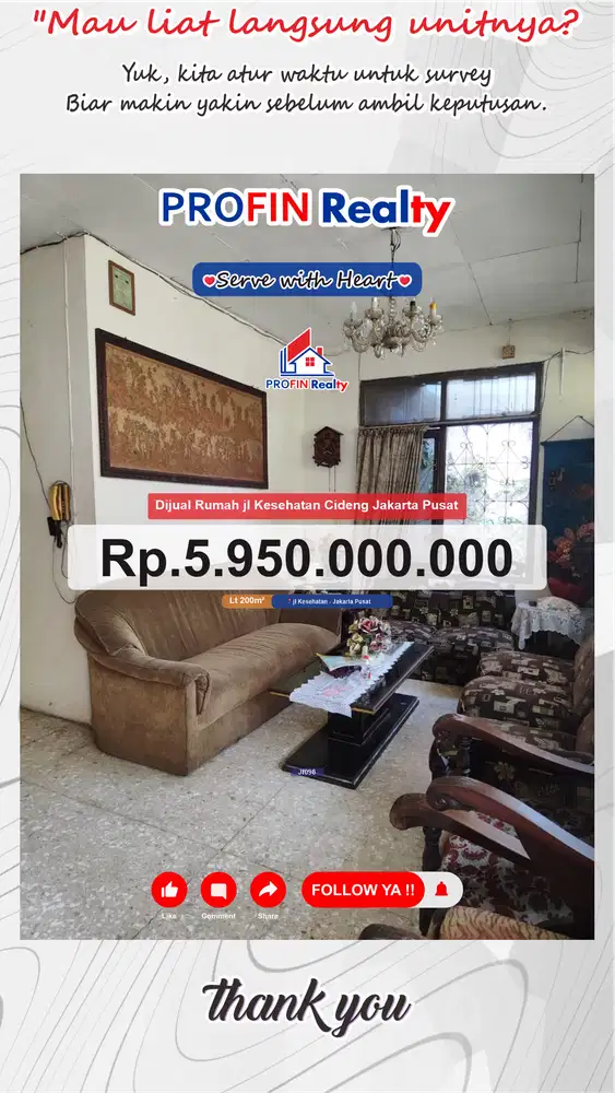 Dijual Rumah Strategis di Cideng, Jl. Kesehatan