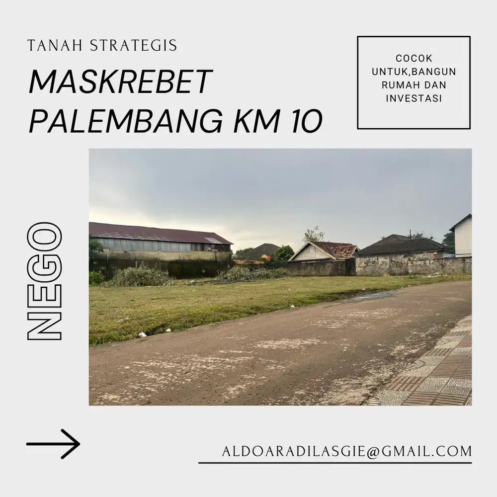 Jual tanah strategis maskrebet KM10 Palembang