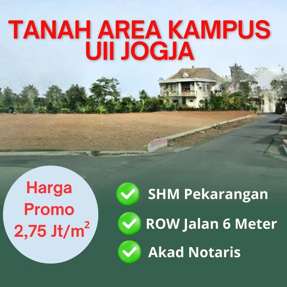 Tanah Strategis Tepi Jalan Area Kampus UII Jogja, View MerapI