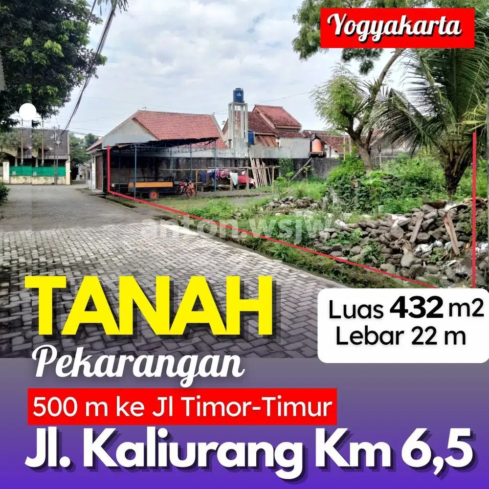 Tanah Bagus Jogja Jl Kaliurang Km 6,5 Lt 432 m2 ld 22 m SHM