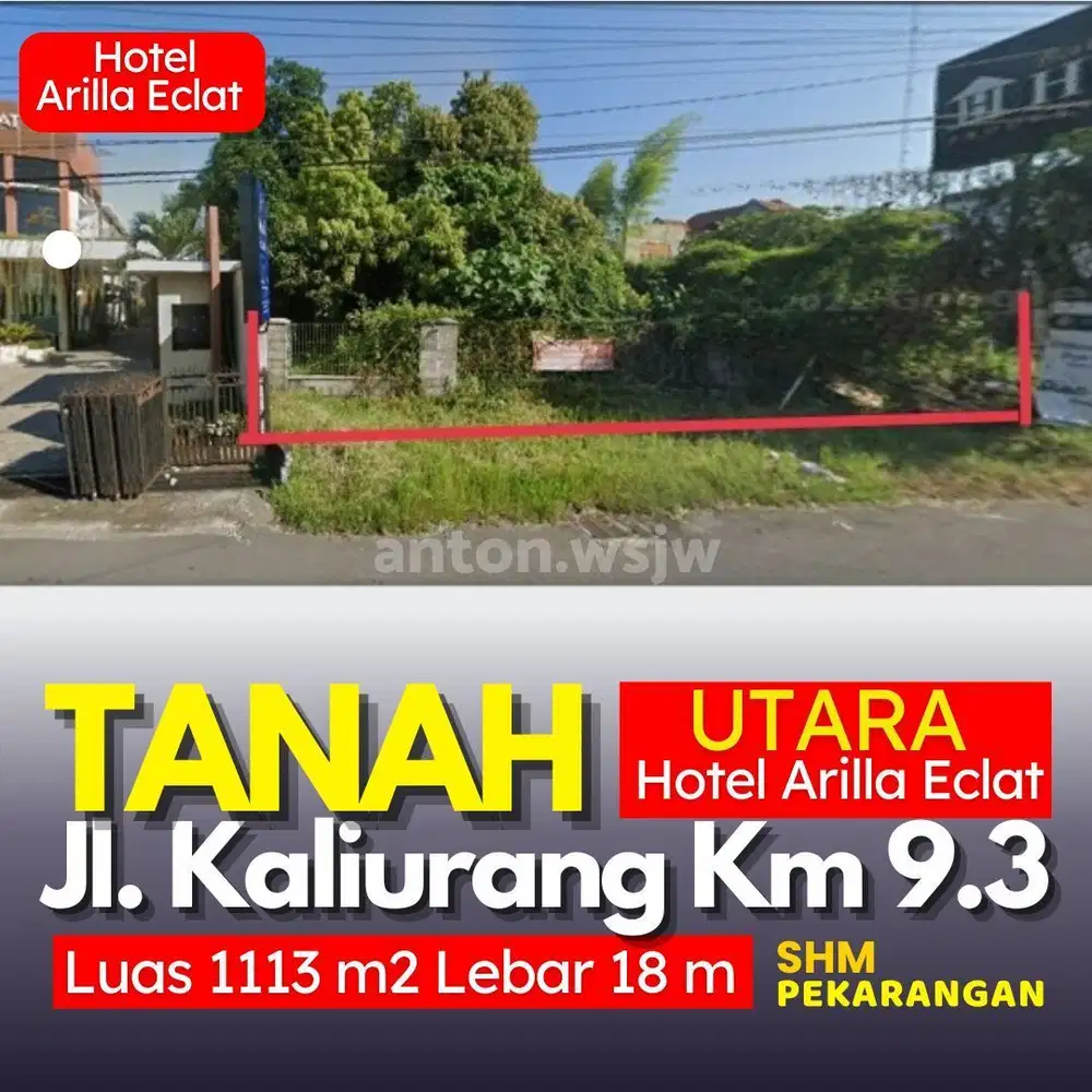 Tanah Bagus Jogja Tepi JL.KALIURANG Km. 9,3 Lt 1113 m² lebar 18 m SHM