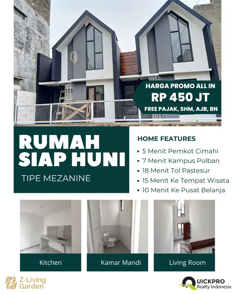 Rumah Baru 400 Jutaan, Plafon Tinggi & Desain Modern – Lokasi Strategi