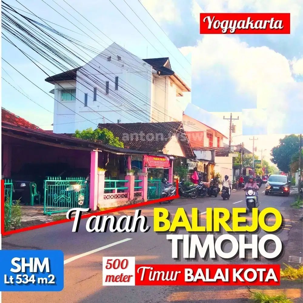 Tanah STRATEGIS JOGJA TIMOHO Jl.Balirejo Lt 534 m2 ld 14 m SHM