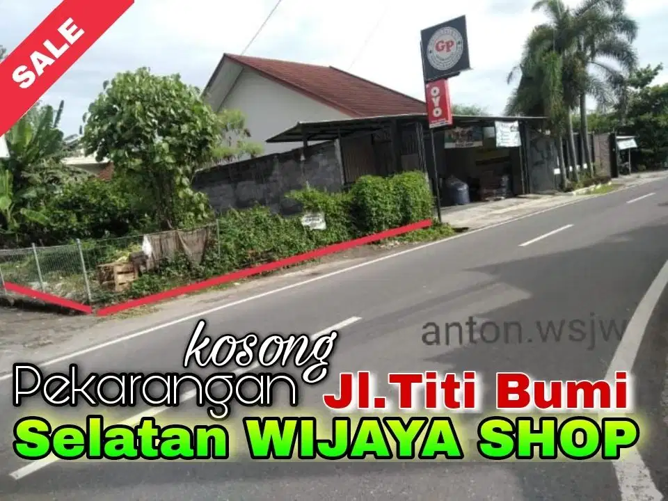 Tanah Jogja tepi Jl Titi Bumi Selatan Wijaya Shop Jl Godean Lt 1312 m2