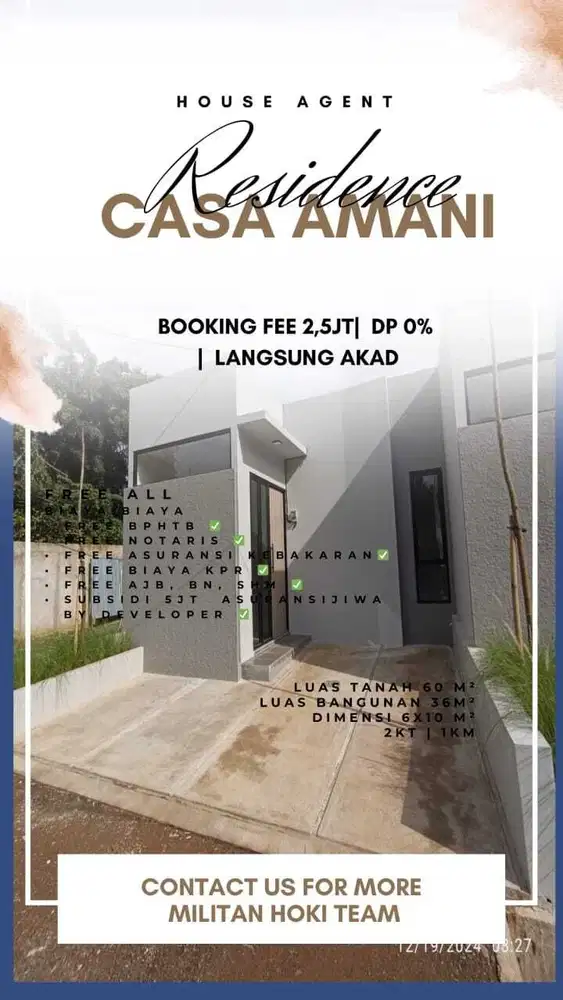 Cicilan 2 jutaan Rumah Siap Huni Dekat Jaksel Casa Mania