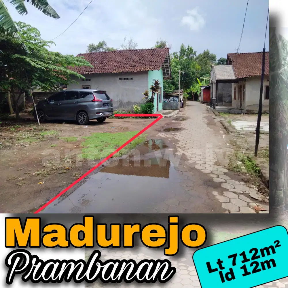 Tanah murah MADUREJO Prambanan Lt 712 m² lebar 12 m SHM Mobil masuk
