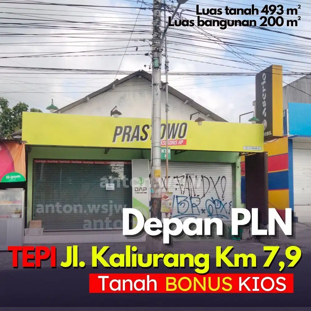 Tanah Jogja tepi Jl Kaliurang Km 7,9 DEPAN PLN Luas 493 m² ld 8 m SHM