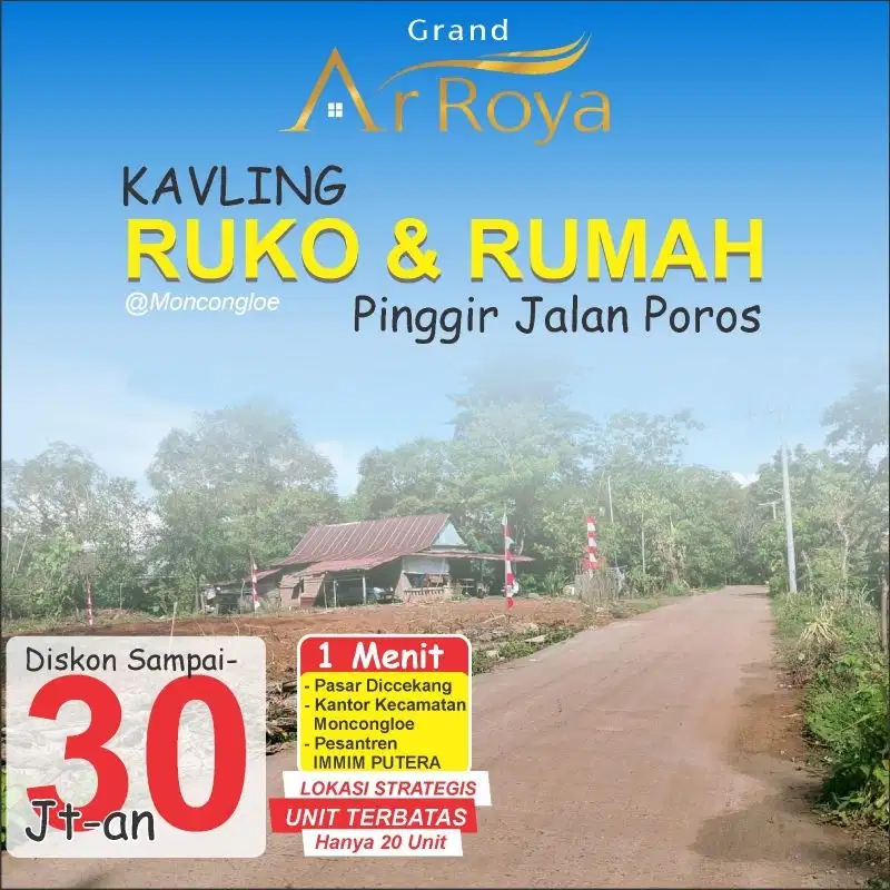 kavling ruko dan rumah di Moncongloe, banyak promo