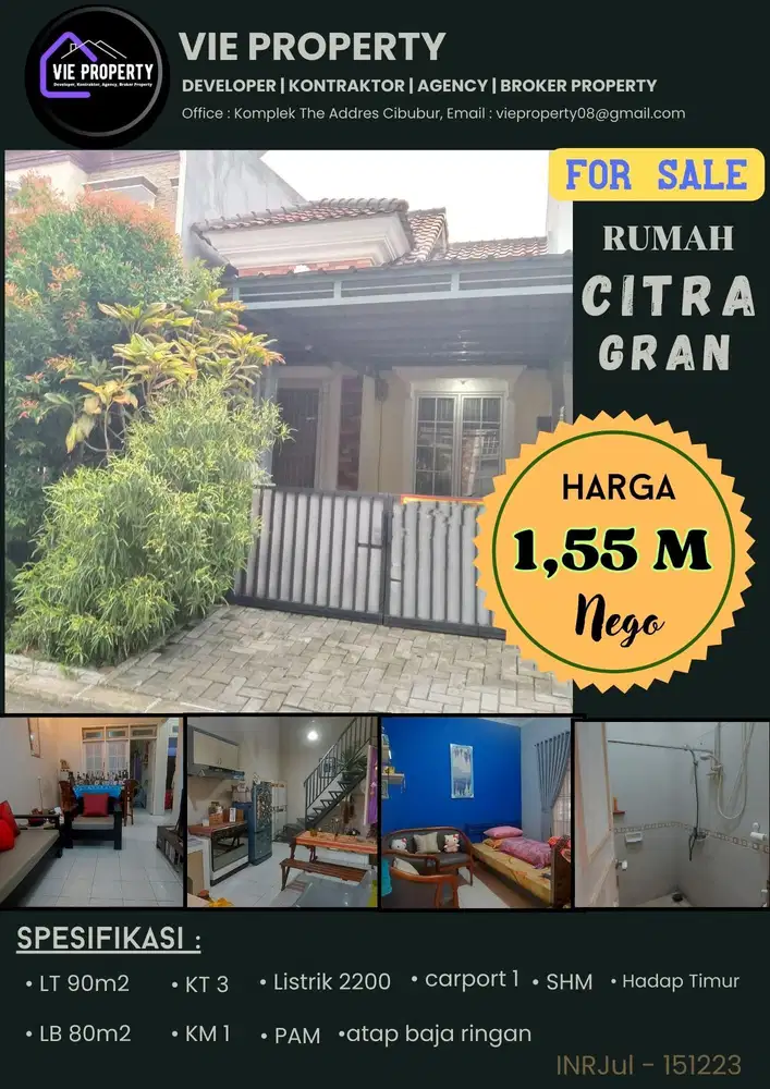 CITRAGRAN CIBUBUR Rumah Hadap Timur Ada AC 2 Unit Siap Huni