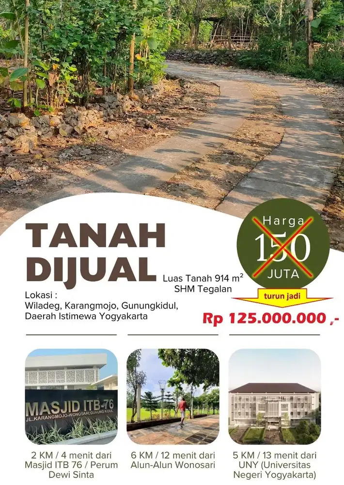 Dijual tanah di karangnongko, wiladeg, karangmojo, Gunungkidul
