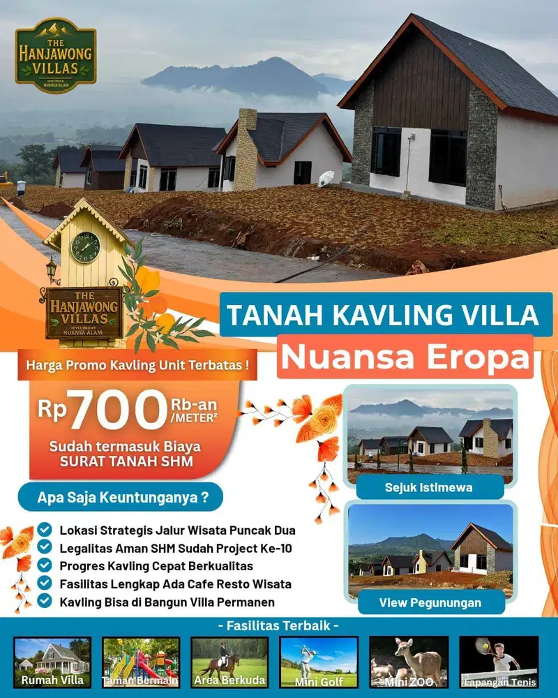 Tanah kavling murah estetik legalitas SHM View pegunungan HANJAWONG