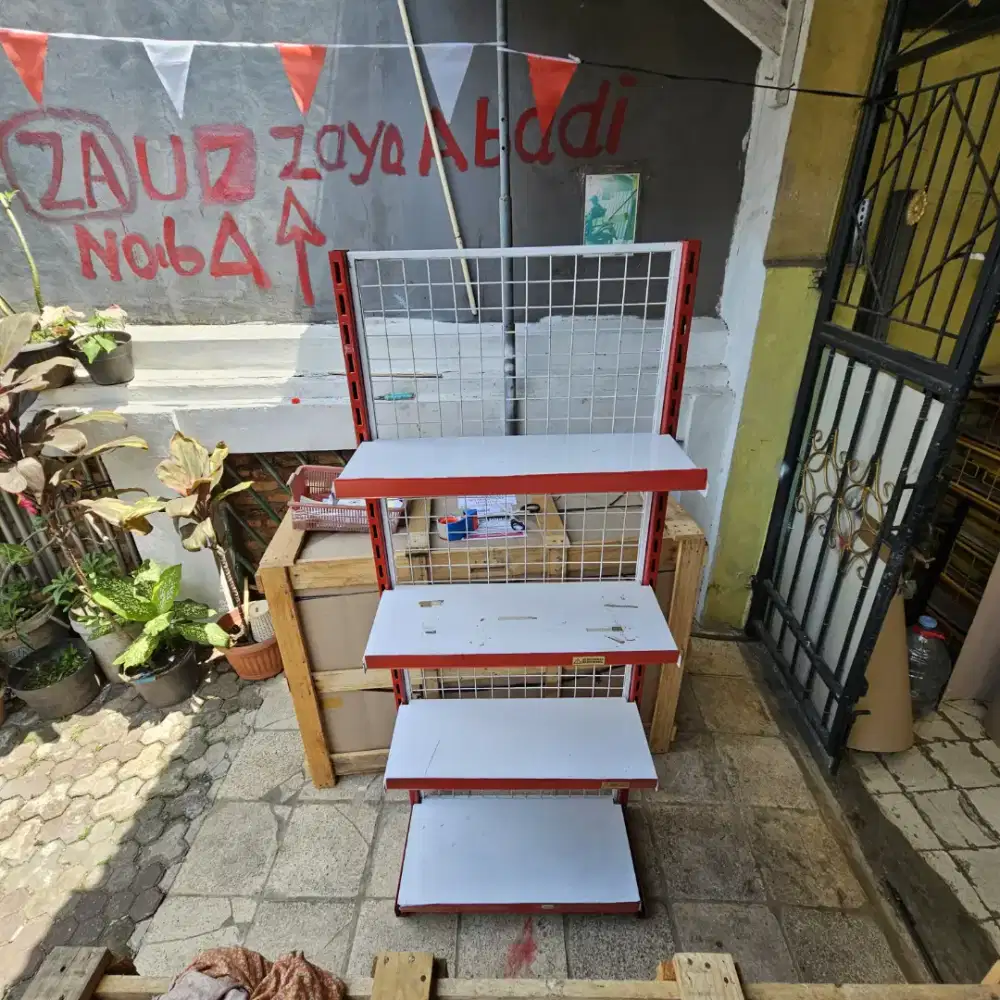 Rak Gondola Minimarket Single End Tinggi 150cm 4 Susun BEKAS