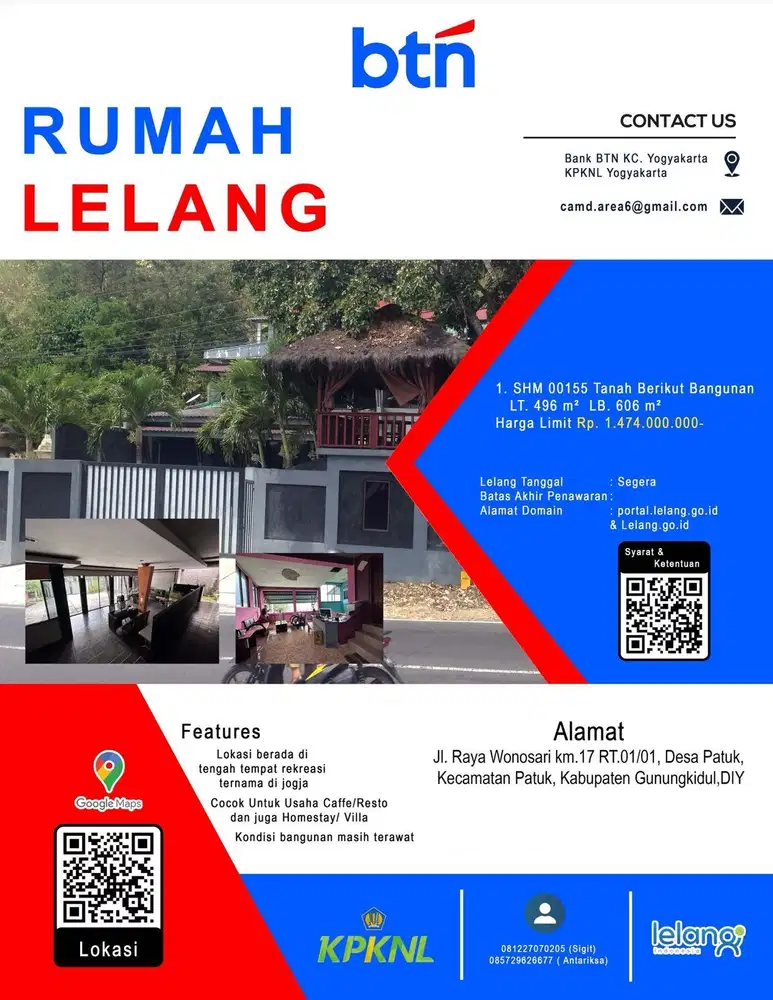 ASET BTN JOGJA. RUMAH MEWAH VIEW CANTIK STRATEGIS DI JL RAYA WONOSARI