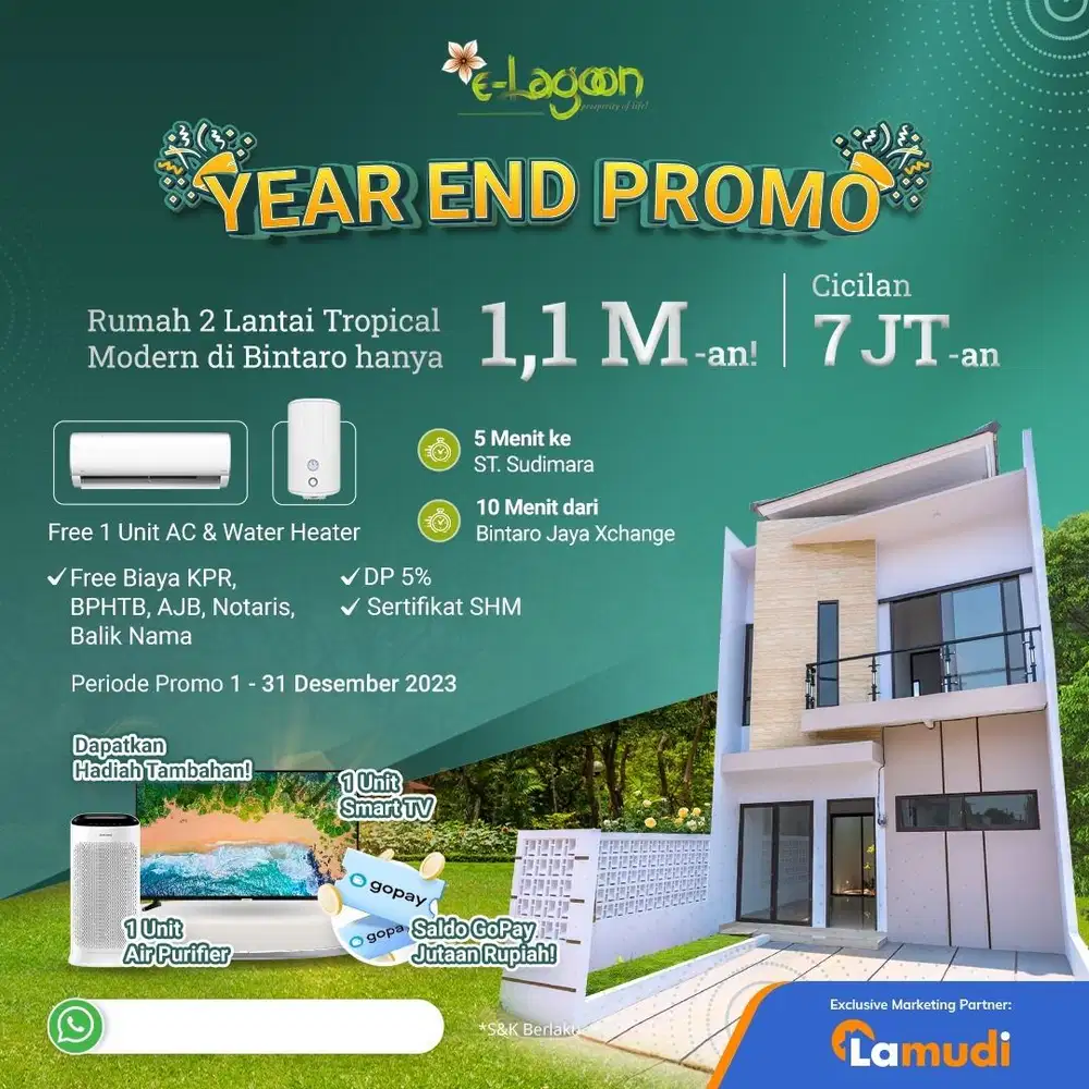 Promo Year End  E-Lagoon DP 5% Free Biaya, Tangerang Selatan