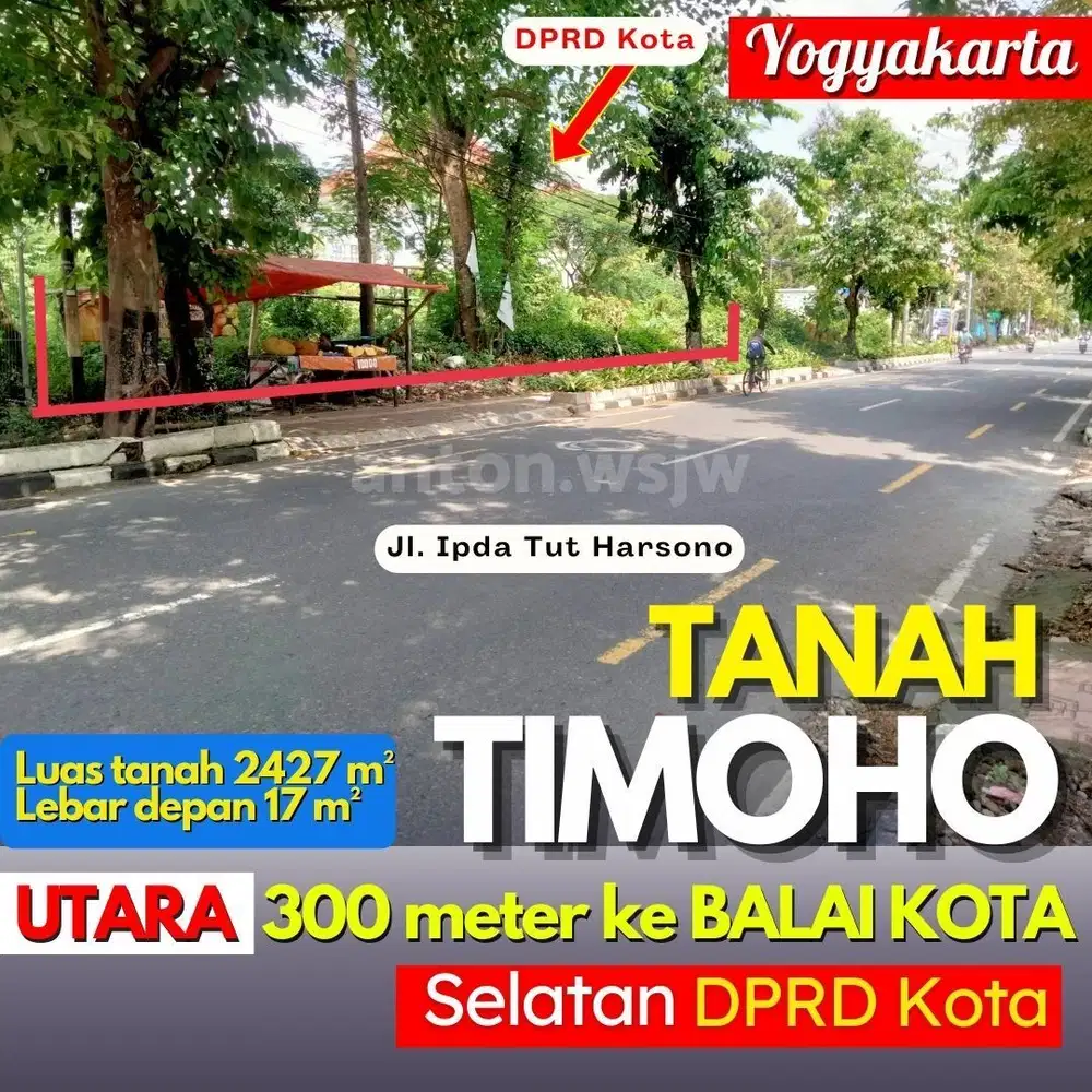 Tanah Bagus Timoho Jogja Dekat Balai Kota Luas 2427 m² Lebar 17 m SHM