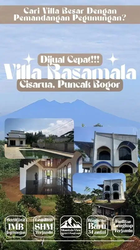 Jual Tanah Bonus 3 Vila di Cisarua Puncak Bogor