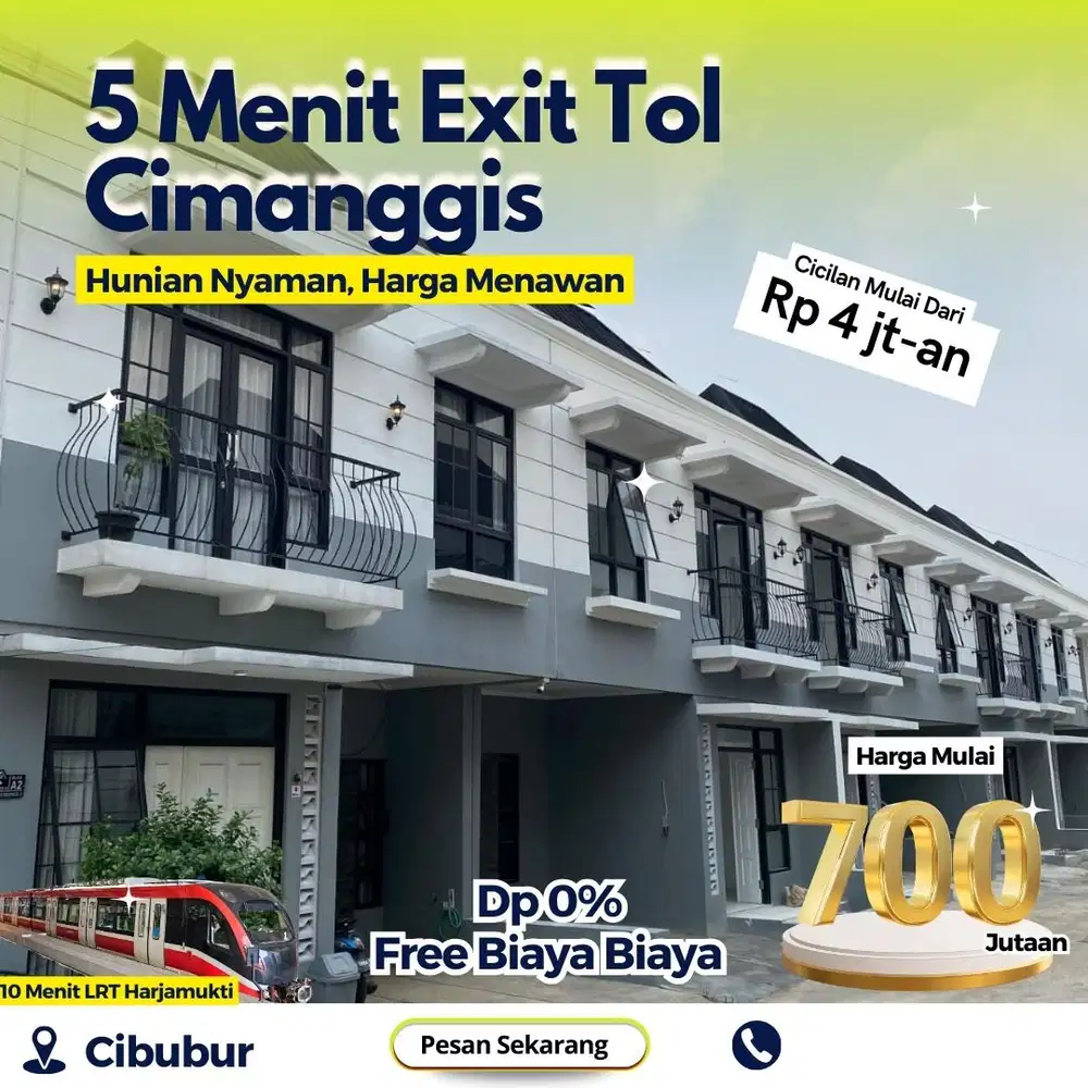 DIJUAL RUMAH CLUSTER MEWAH 2 LANTAI SIAP HUNI KPR 3JUTA AKAD